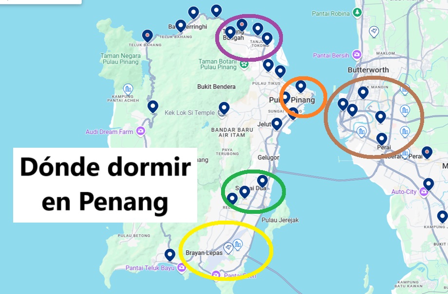 Dónde hospedarse en Penang, Malasia: Zonas y Hoteles Recomenados