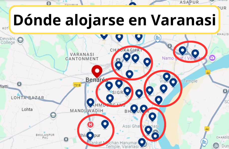 Opciones de alojamiento en Varanasi, India: Las mejores áreas y hospedajes.